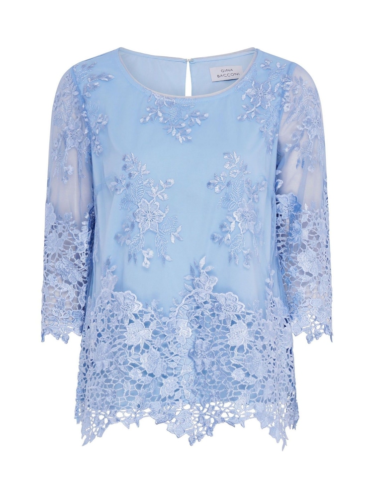 Gina Bacconi Kirsten Embroidered Blouse With Scallop Detail - Bild 9 von 9