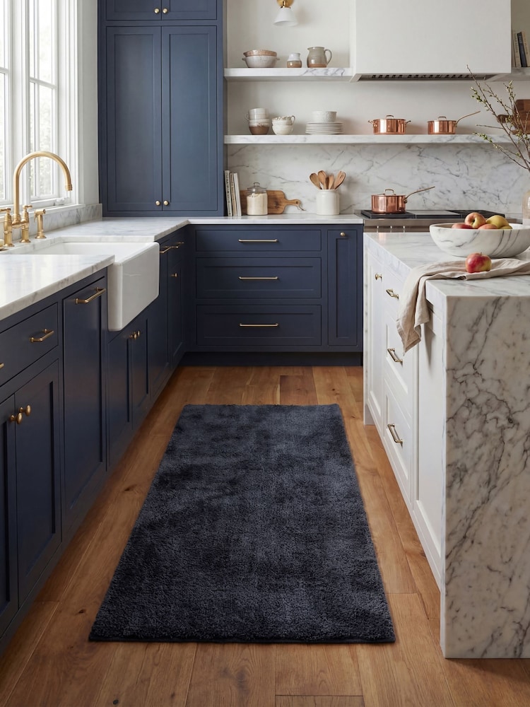 Asiatic Rugs Navy Super Snug Washable Runner - Image 1 of 7