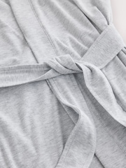 Light Grey Lace Detail Ribbed Lightweight Dressing Gown - Image 2 of 3
