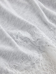 Light Grey Lace Detail Ribbed Lightweight Dressing Gown - Image 3 of 3