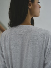 Banayad na Gray - Lace Detail Ribbed Lightweight Dressing Gown - Larawan 6 ng 9