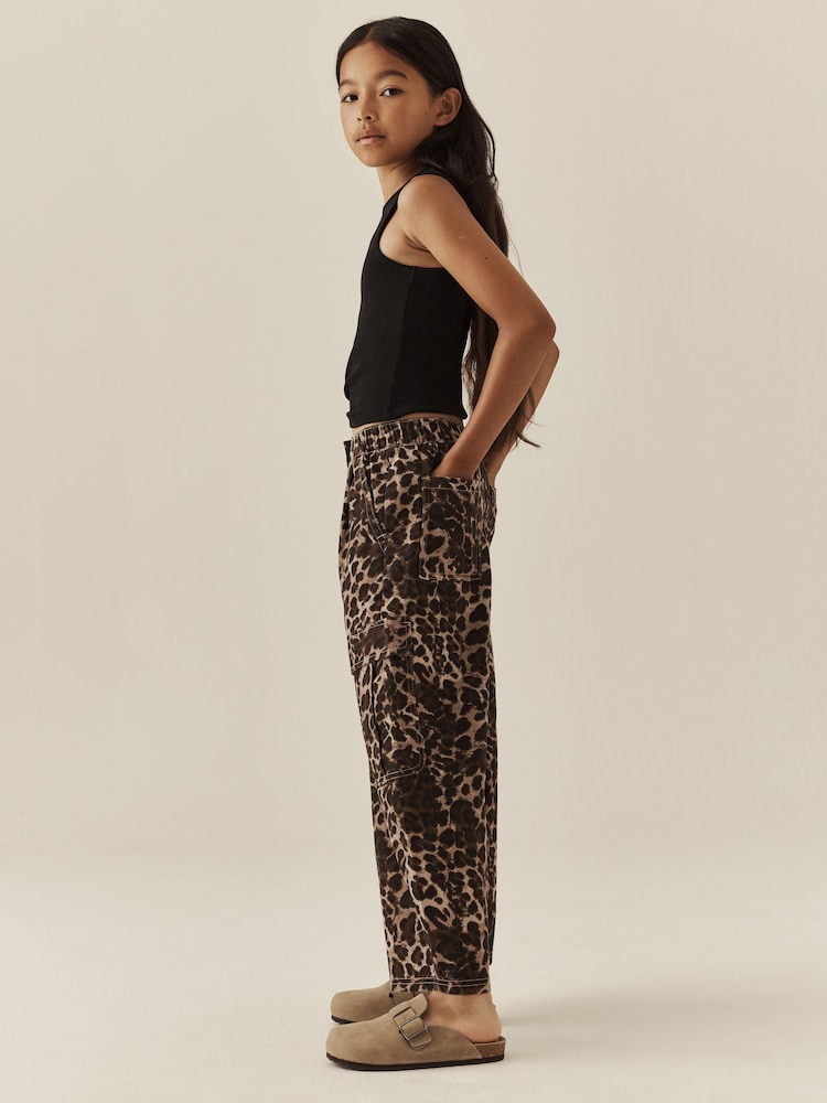 Animal Print Cargo Barrel Jeans (3-16yrs) - Image 2 of 9 Animal Print Cargo Barrel Jeans (3-16yrs) - Image 2 of 9