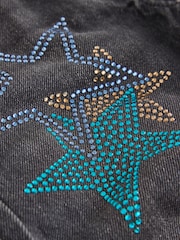 Charcoal Grey Star Diamante - Džíny Rovný střih (3-16let) - Obrázek 8 z 9