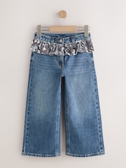 Blue Denim Sequin Peplum Wide Leg Jeans (3-16yrs) - Image 5 of 8