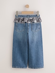 Blue Denim Sequin Peplum Wide Leg Jeans (3-16yrs) - Image 6 of 8