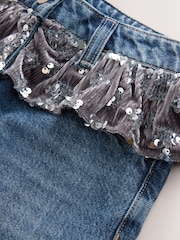 Blue Denim Sequin Peplum Wide Leg Jeans (3-16yrs) - Image 7 of 8