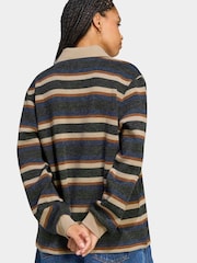 adidas Originals Black/Cream Stripe Knitted Polo Top - Image 2 of 6