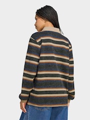 adidas Originals Black/Cream Stripe Knitted Polo Top - Image 3 of 6