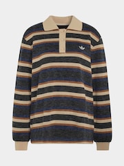 adidas Originals Black/Cream Stripe Knitted Polo Top - Image 6 of 6