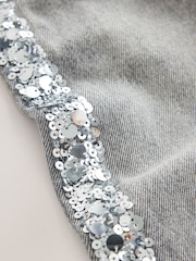 Grey/ Silver Sequin Side Tape Wide Jeans (3-16yrs) - Image 8 of 8