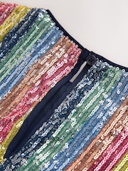 Little Bird by Jools Oliver Rainbow Stripe Sequin T-Shirt & Shorts Set - Image 11 of 12