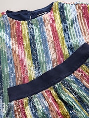 Little Bird by Jools Oliver Rainbow Stripe Sequin T-Shirt & Shorts Set - Image 9 of 12