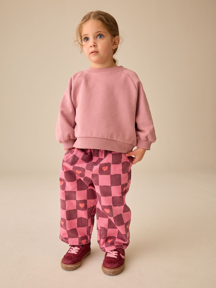 Pink/Burgundy Red Check - Jean imprimé (3mois -7an) - Image 2 de 8