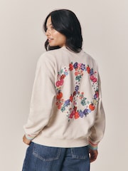 Little Bird by Jools Oliver Floral Peace Oversized Crew Neck Sweatshirt - Image 1 of 4