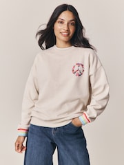 Little Bird by Jools Oliver Floral Peace Oversized Crew Neck Sweatshirt - Image 2 of 4