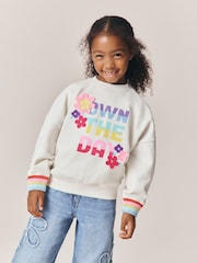 Rainbow Slogan - Little Bird Oversized Sweatshirt - 10şəkildən 1 şəkil