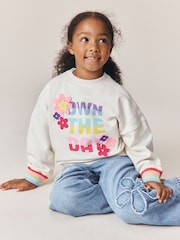 Rainbow Slogan - Little Bird Oversized Sweatshirt - 10şəkildən 2 şəkil
