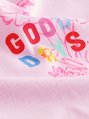 Little Bird by Jools Oliver Pink Embroidered T-Shirt & Floral Ribbed Kickflare Set - Image 11 of 11