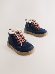 Navy Standard Fit (F) Warm Lined Lace up Boots - Image 1 of 5
