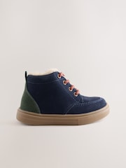 Navy Standard Fit (F) Warm Lined Lace up Boots - Image 2 of 5