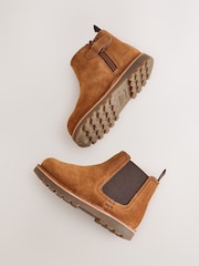 Tan Brown Standard Fit (F) Warm Lined Leather Chelsea Boots - Image 3 of 6