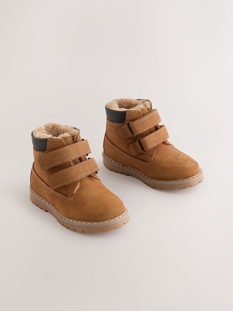 Tan Brown Standard Fit (F) Leather Thermal Thinsulate™ Lined Touch Fastening Work Boots - Image 1 of 5 Tan Brown Standard Fit (F) Leather Thermal Thinsulate™ Lined Touch Fastening Work Boots - Image 1 of 5