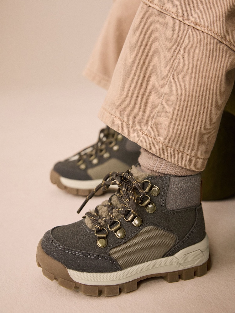 Grey Standard Fit (F) Lace up Walking Boots - Image 1 of 7