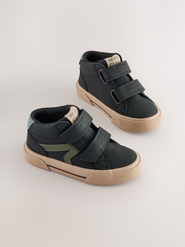 Black Wide Fit (G) Hi-Top Touch Fastening Trainers - Image 1 of 6