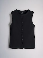 The Set 3 Pack Button Through Ribbed Vests White/Brown/Black - Image 4 of 6
