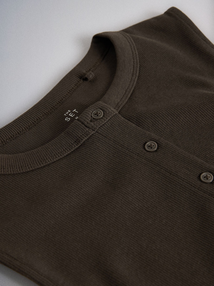 The Set 3 Pack Button Through Ribbed Vests White/Brown/Black - Image 6 of 6