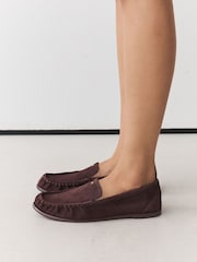 Chocolate Brown Forever Comfort®  Leather Round Toe Loafers - Image 1 of 5