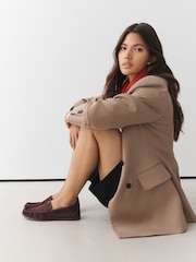 Chocolate Brown Forever Comfort®  Leather Round Toe Loafers - Image 3 of 5