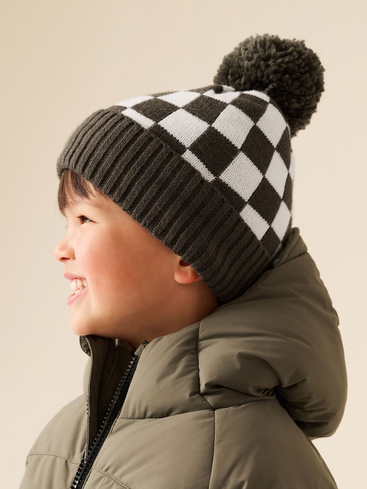 Green/Ecru Embroidered Pom Beanie (3mths-16yrs) - Image 1 of 6