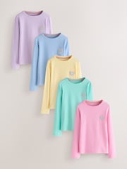 Little Bird by Jools Oliver Pastel Rainbow Ribbed Jersey Top 5 Packs - Image 1 of 20