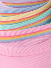 Little Bird by Jools Oliver Pastel Rainbow Ribbed Jersey Top 5 Packs - Image 17 of 20