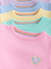 Little Bird by Jools Oliver Pastel Rainbow Ribbed Jersey Top 5 Packs - Image 18 of 20