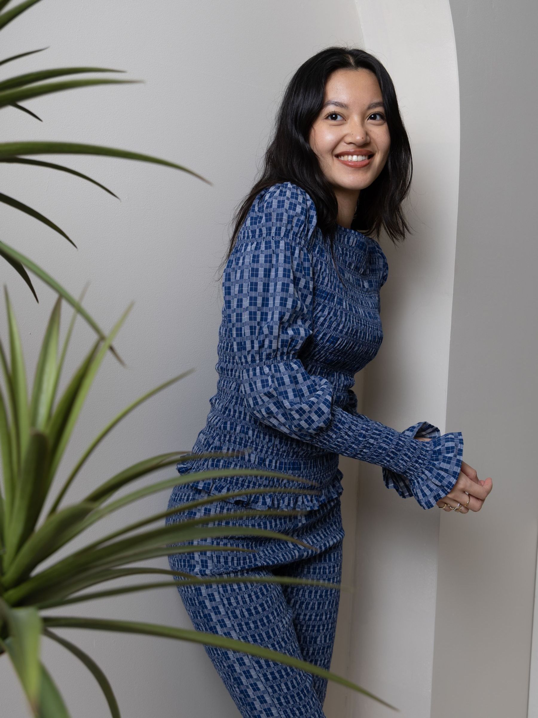 Buy Amy Lynn Blue Iris Check Top from Next USA