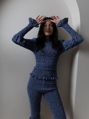 Amy Lynn Blue Iris Check Top - Image 3 of 9