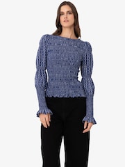 Amy Lynn Blue Iris Check Top - Image 5 of 9