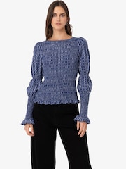 Amy Lynn Blue Iris Check Top - Image 7 of 9