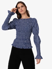 Amy Lynn Blue Iris Check Top - Image 8 of 9