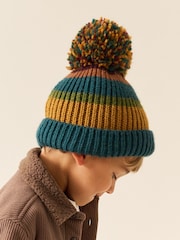 Multi Stripe Knitted Pom Beanie (1-16yrs) - Image 2 of 3