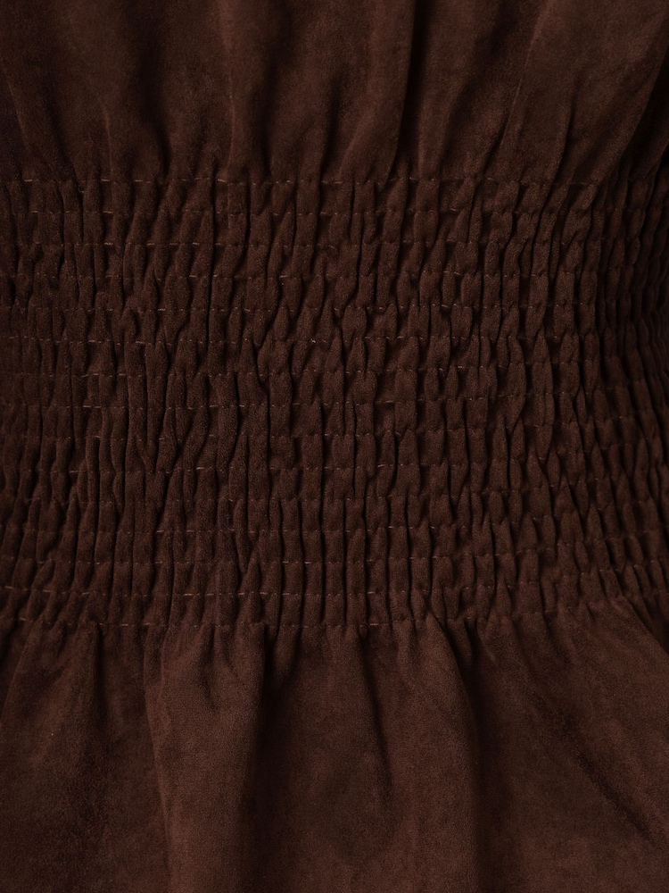 Amy Lynn Rina Faux Suede Boxy Blazer Jacket With Smocked Waist - Imagen 10 de 10