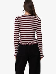 Amy Lynn Agyness Smocked Viscose Jersey Knitted Stripe Cardigan - Imagen 5 de 8