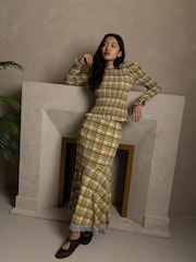 Amy Lynn Elsa Plaid Long Sleeve Smocked Top - Imagen 1 de 11