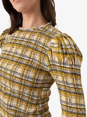 Amy Lynn Elsa Plaid Long Sleeve Smocked Top - Imagen 10 de 11