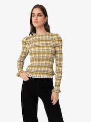 Amy Lynn Elsa Plaid Long Sleeve Smocked Top - Imagen 6 de 11