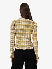 Amy Lynn Elsa Plaid Long Sleeve Smocked Top - Imagen 8 de 11