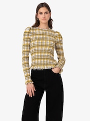 Amy Lynn Elsa Plaid Long Sleeve Smocked Top - Imagen 9 de 11