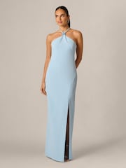 Adrianna Papell Blue Stretch Crepe Long Dress - Image 2 of 6